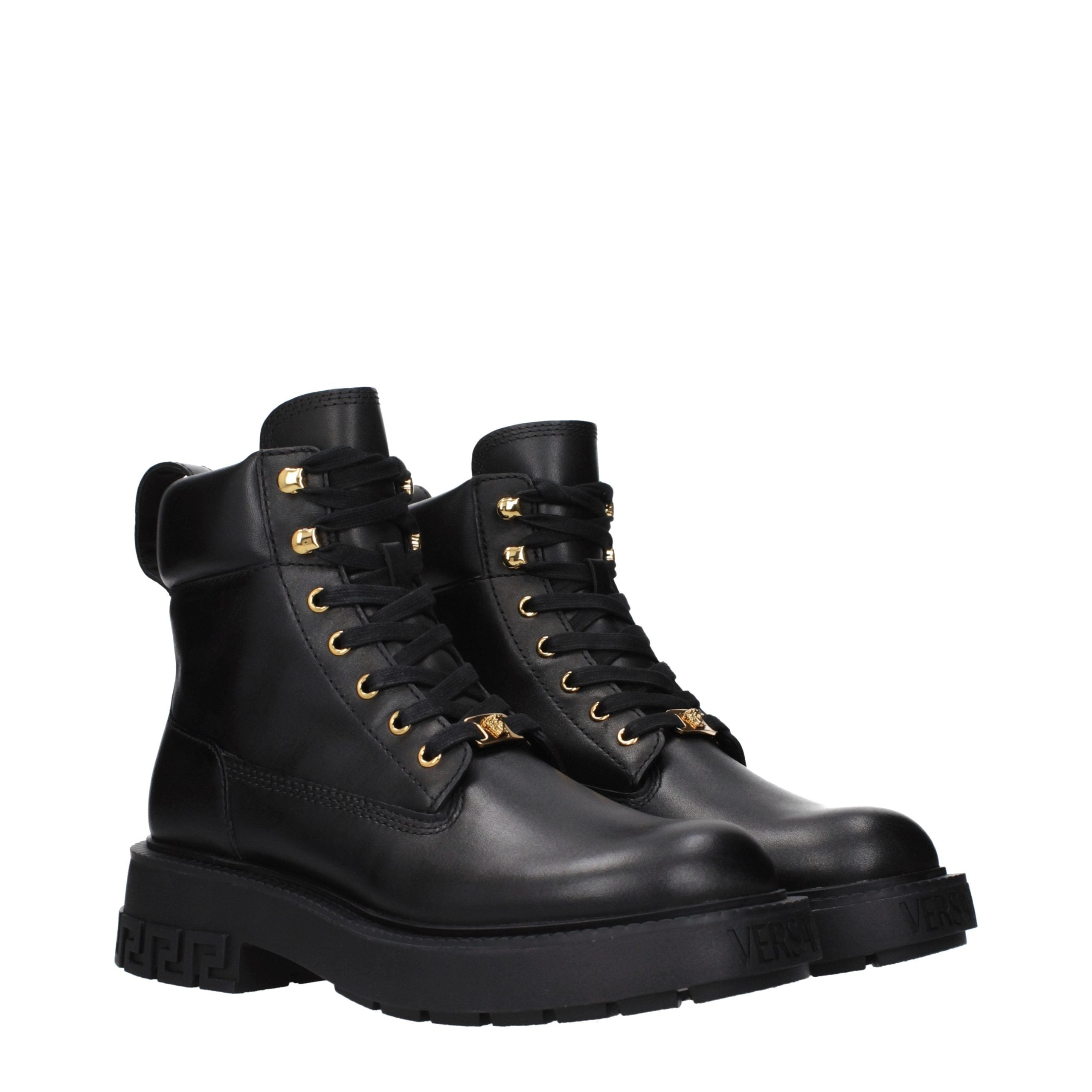 Versace Schwarze Leder-Stiefeletten