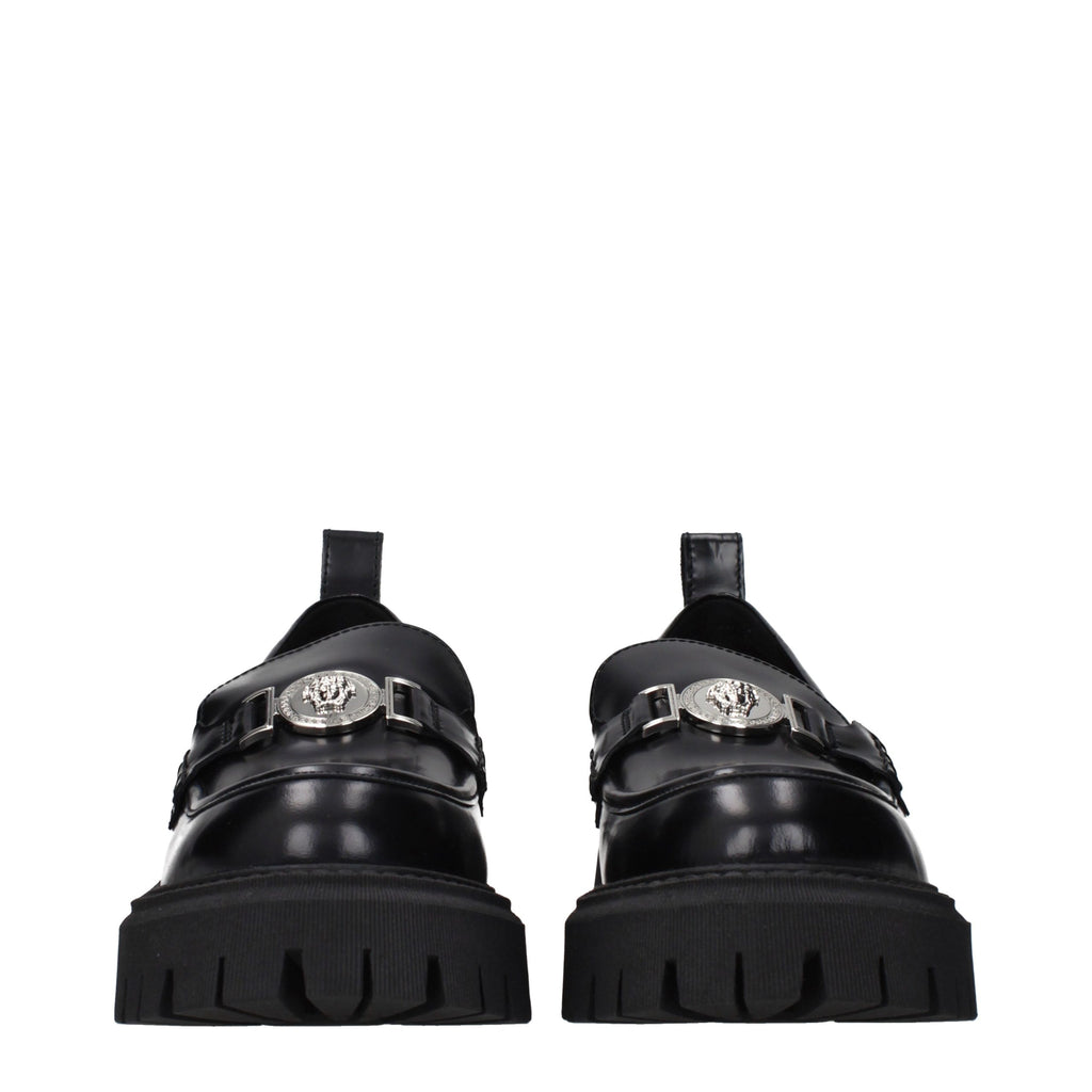 Versace Schwarze Leder Plateaulofers