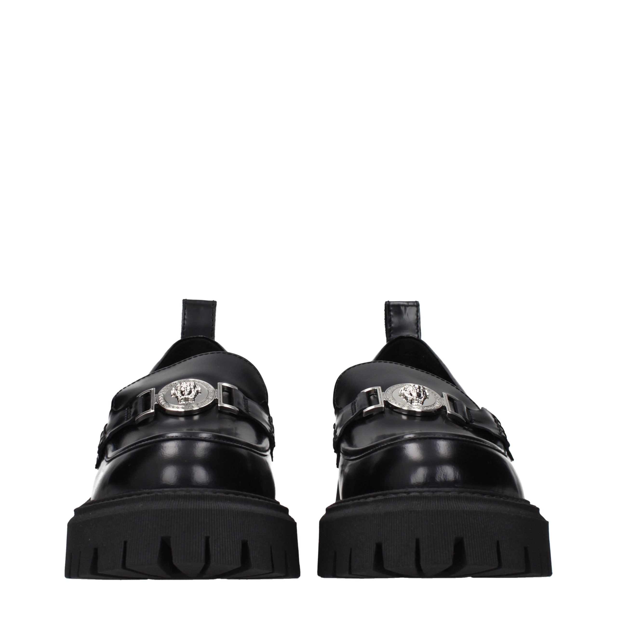 Versace Schwarze Leder Plateaulofers