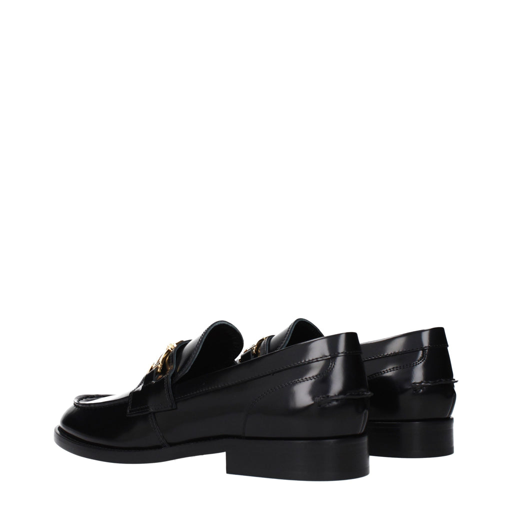 Versace Schwarze Loafer aus Leder zum Hineinschlüpfen