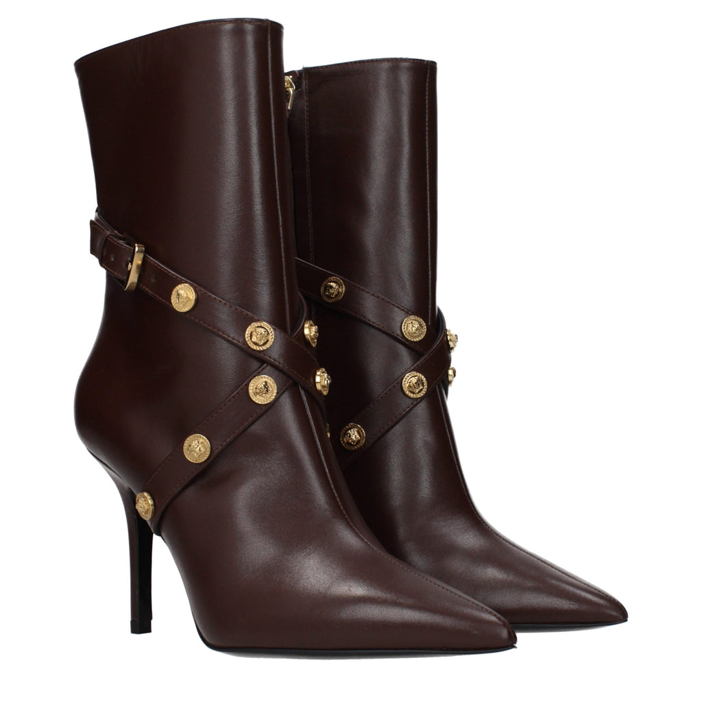 Versace Braune Leder-Stiefeletten