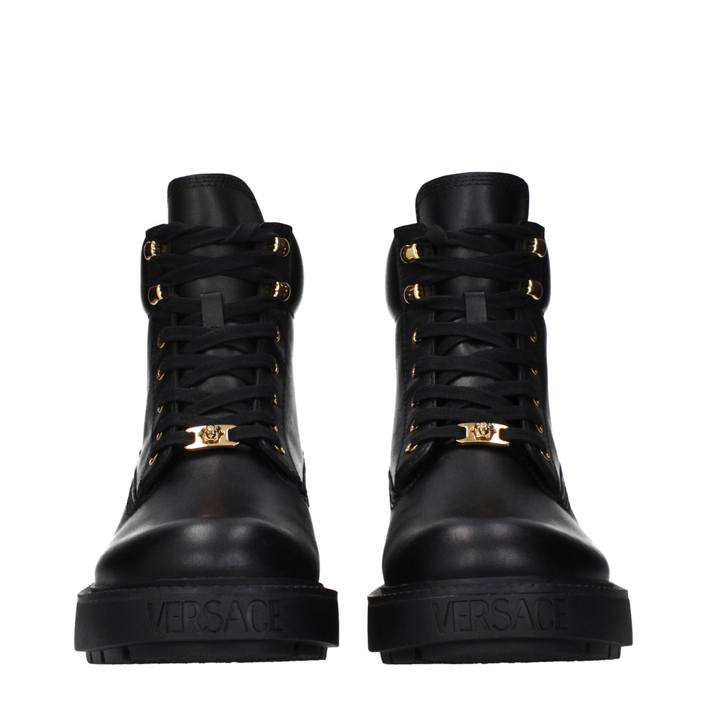 Versace Schwarze Leder-Stiefeletten