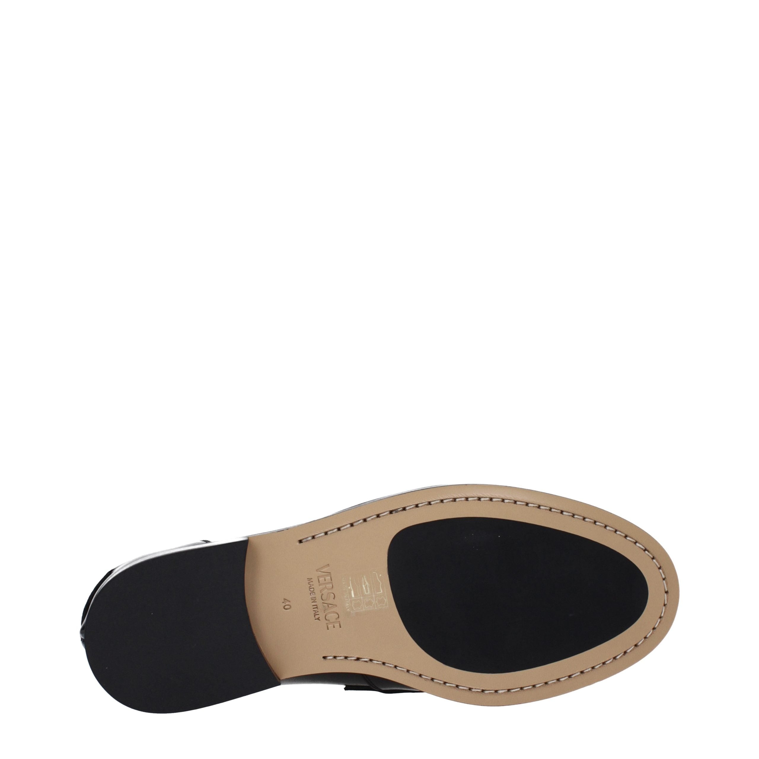 Versace Schwarze Loafer aus Leder zum Hineinschlüpfen
