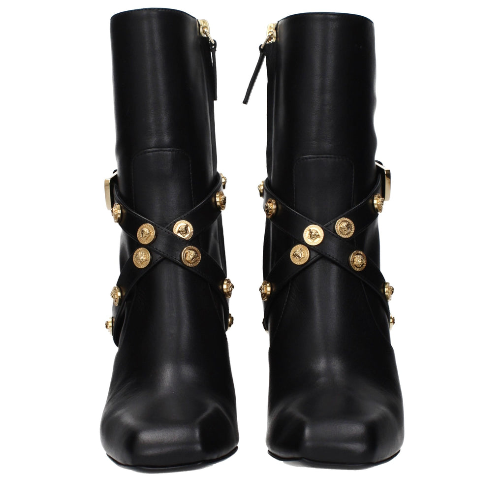 Versace Schwarze Leder-Ankle Boots