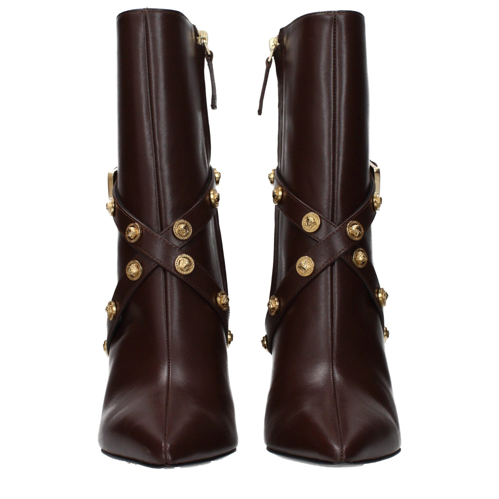 Versace Braune Leder-Stiefeletten