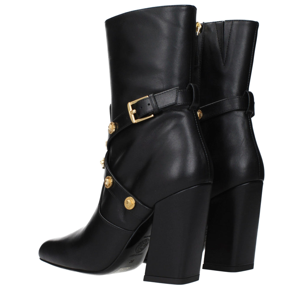 Versace Schwarze Leder-Ankle Boots