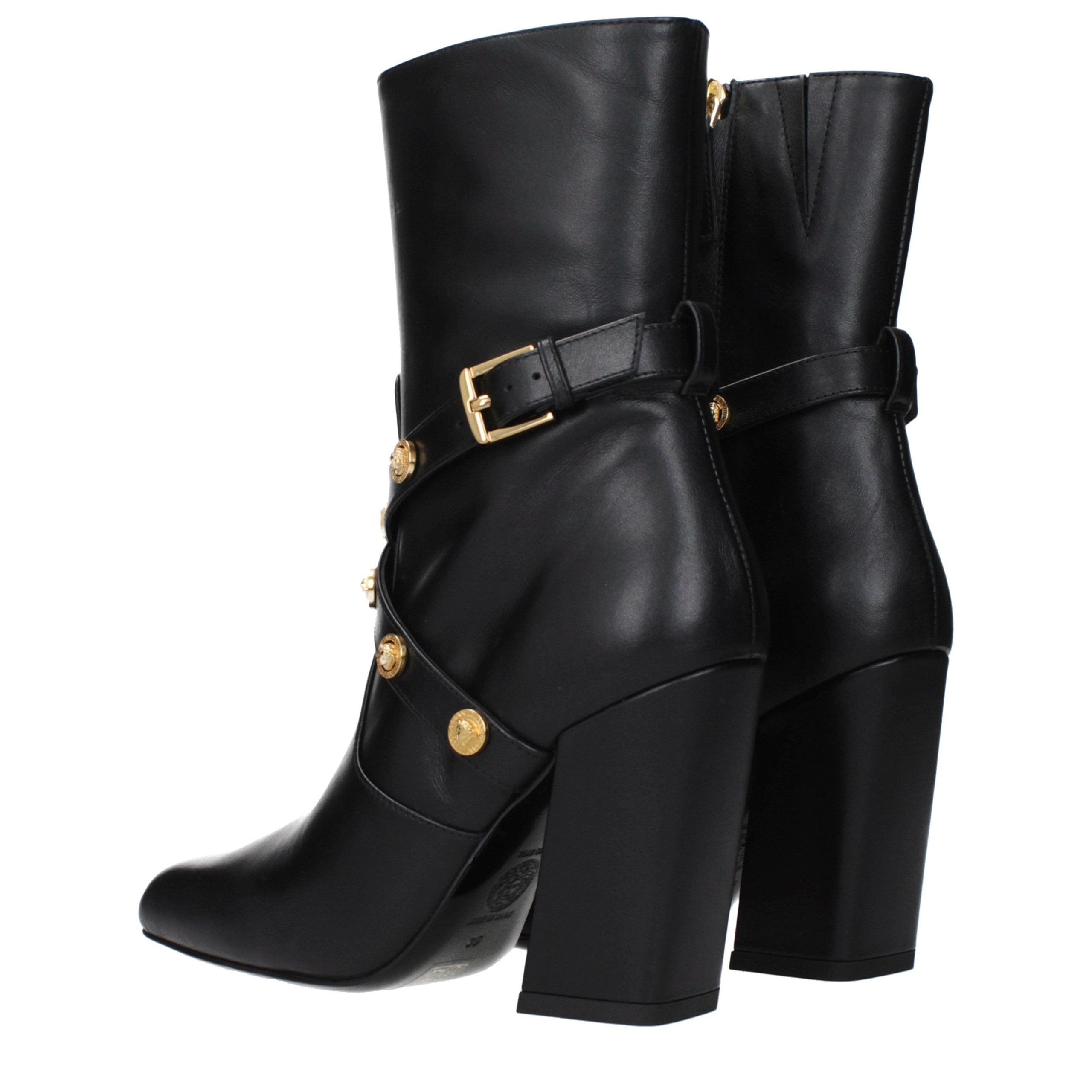 Versace Schwarze Leder-Ankle Boots
