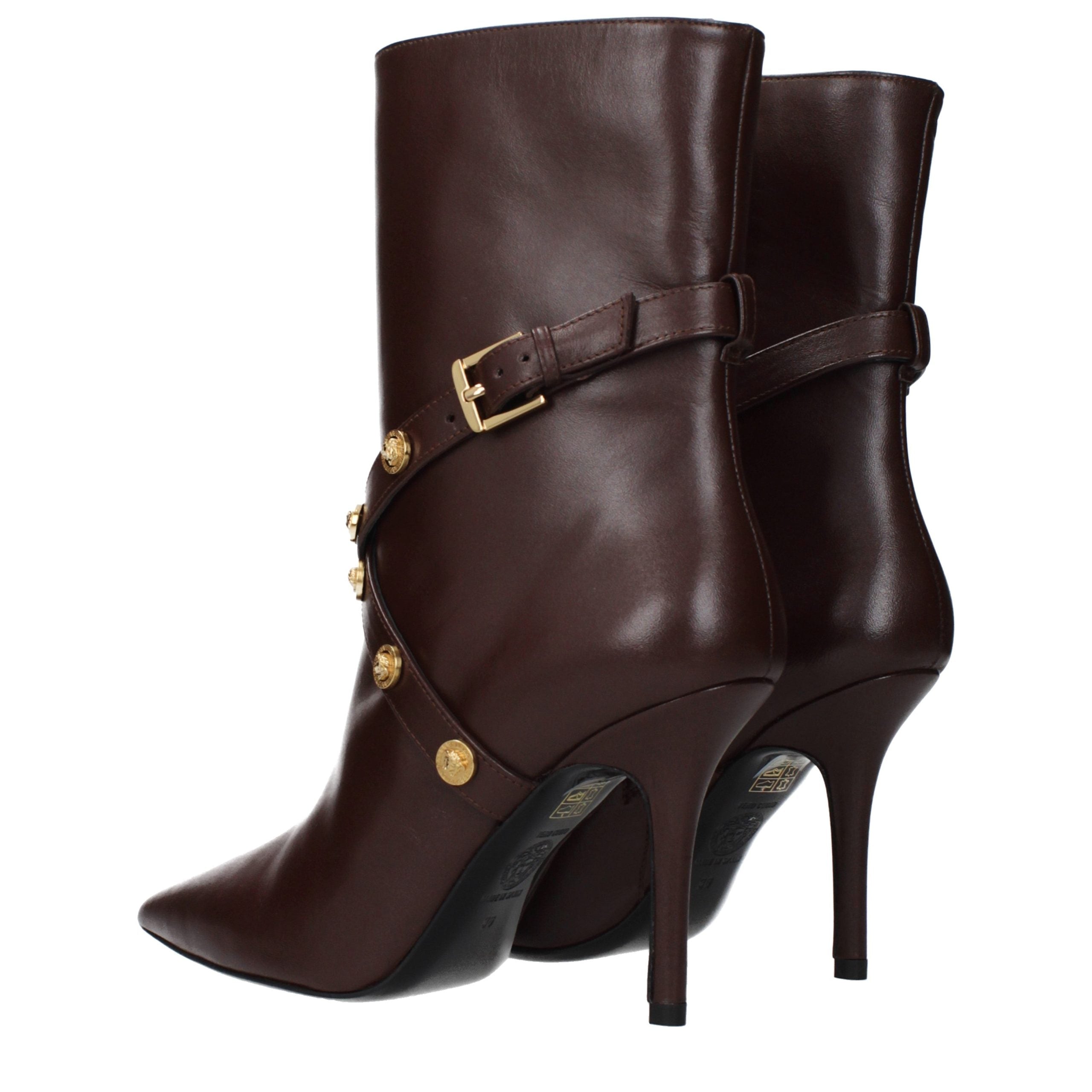 Versace Braune Leder-Stiefeletten