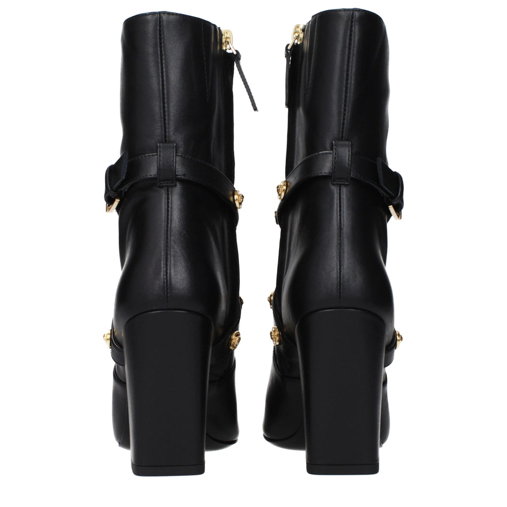 Versace Schwarze Leder-Ankle Boots