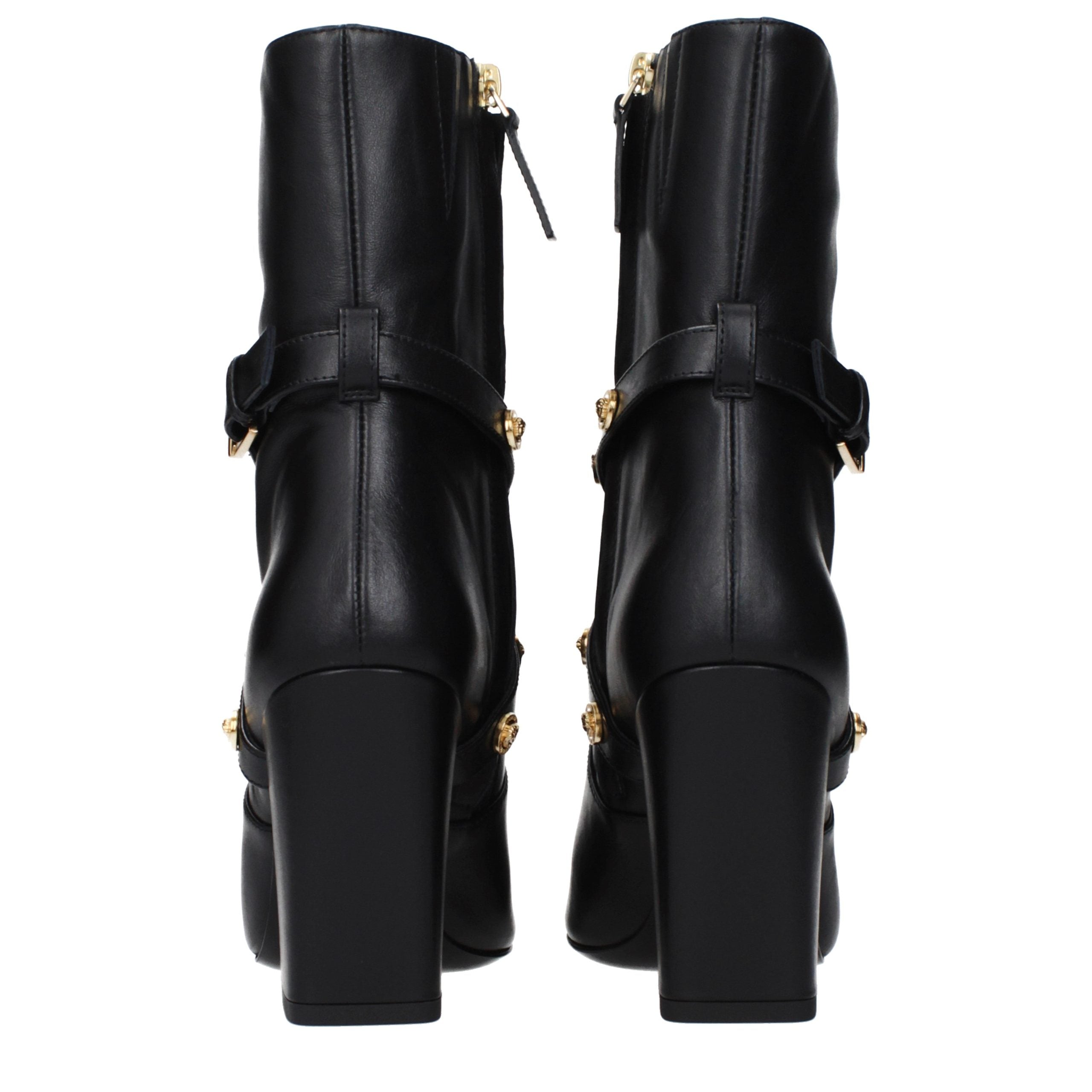 Versace Schwarze Leder-Ankle Boots