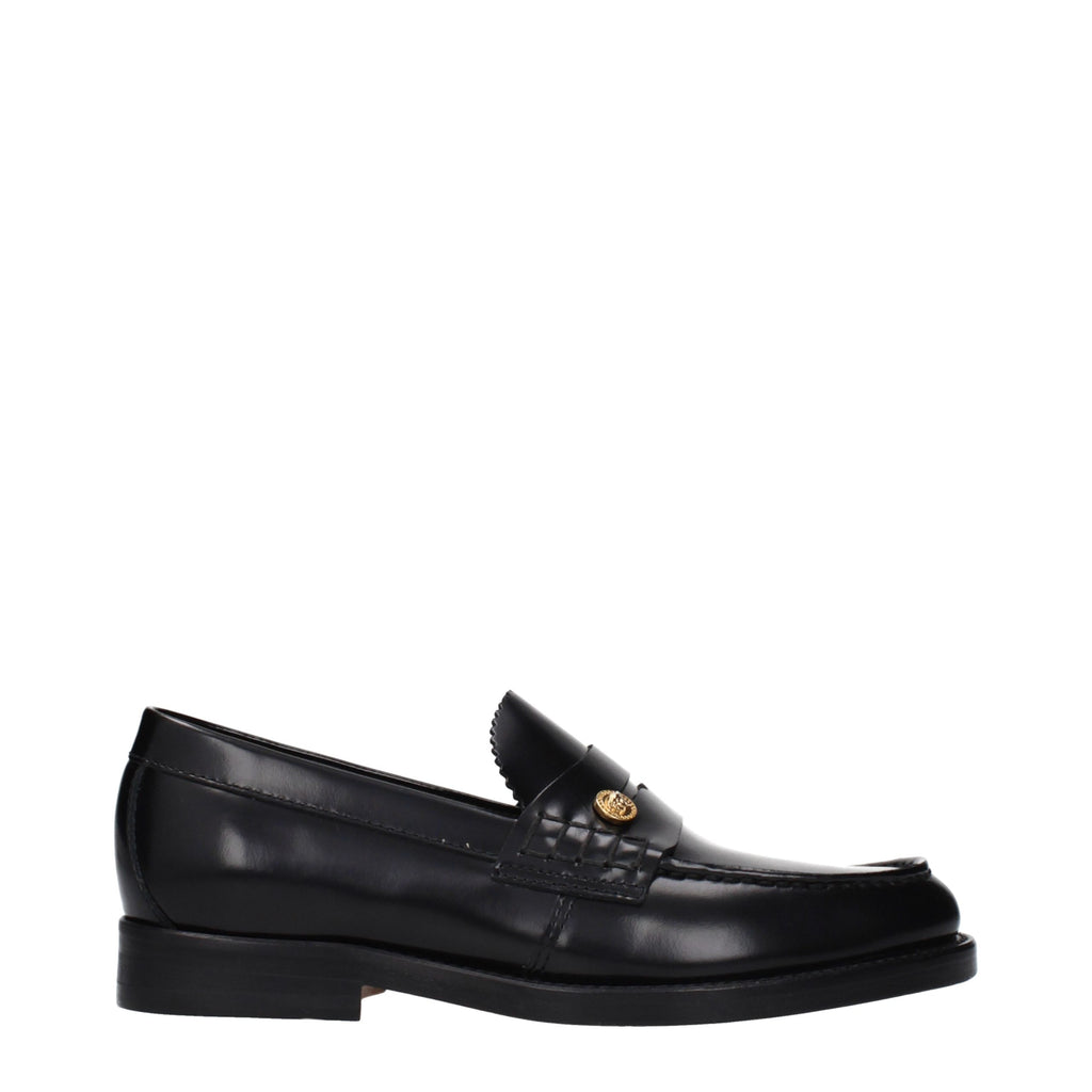 Versace Schwarze Loafer aus Leder zum Hineinschlüpfen