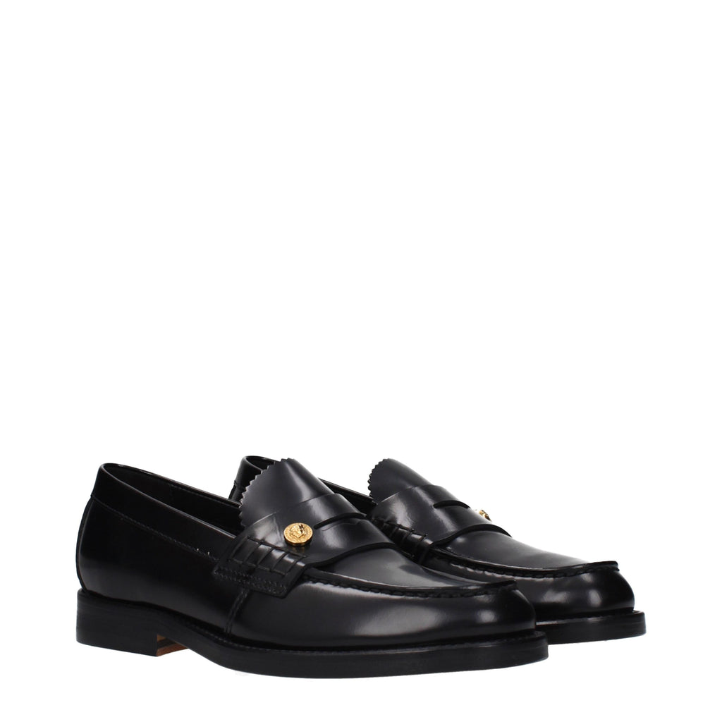 Versace Schwarze Loafer aus Leder zum Hineinschlüpfen