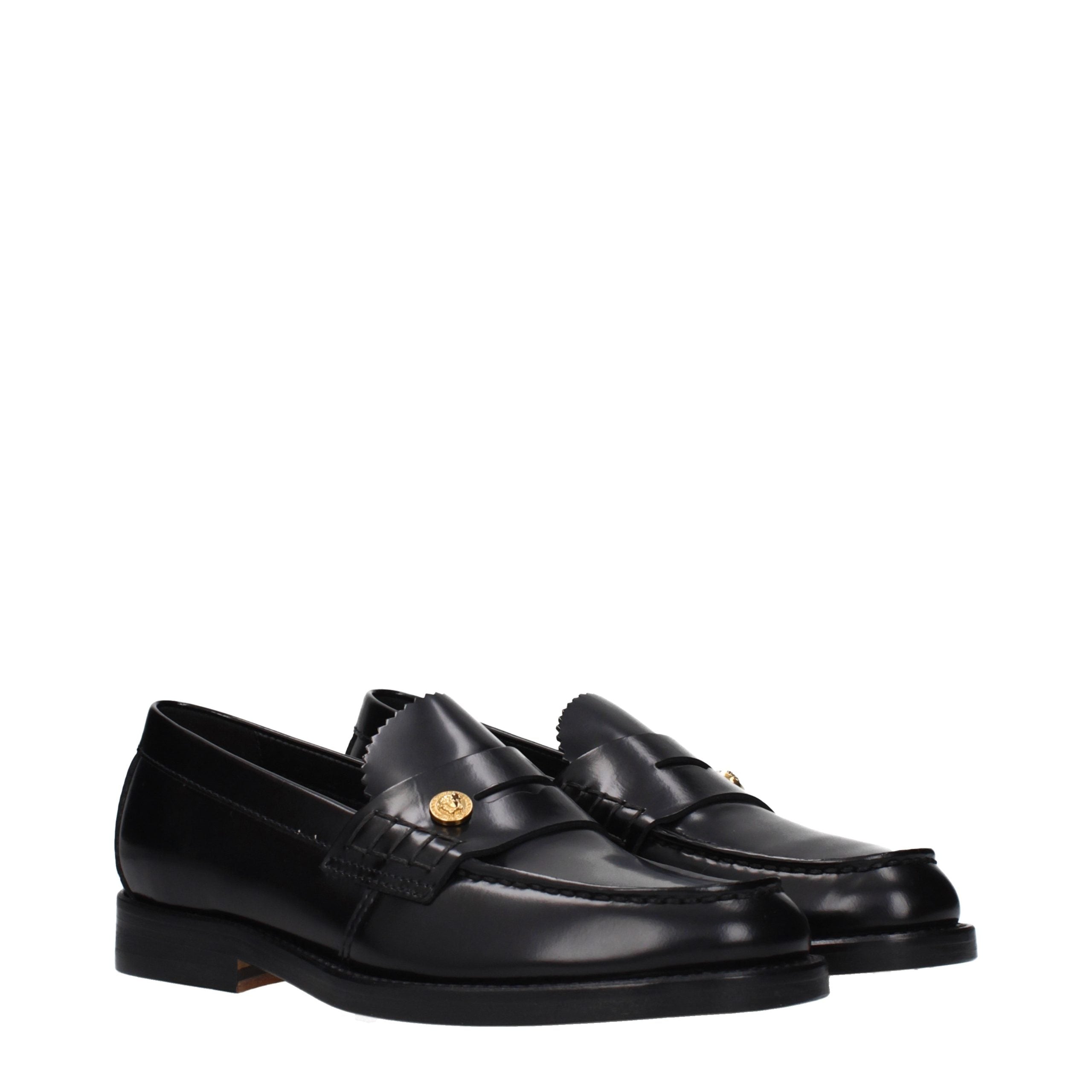 Versace Schwarze Loafer aus Leder zum Hineinschlüpfen