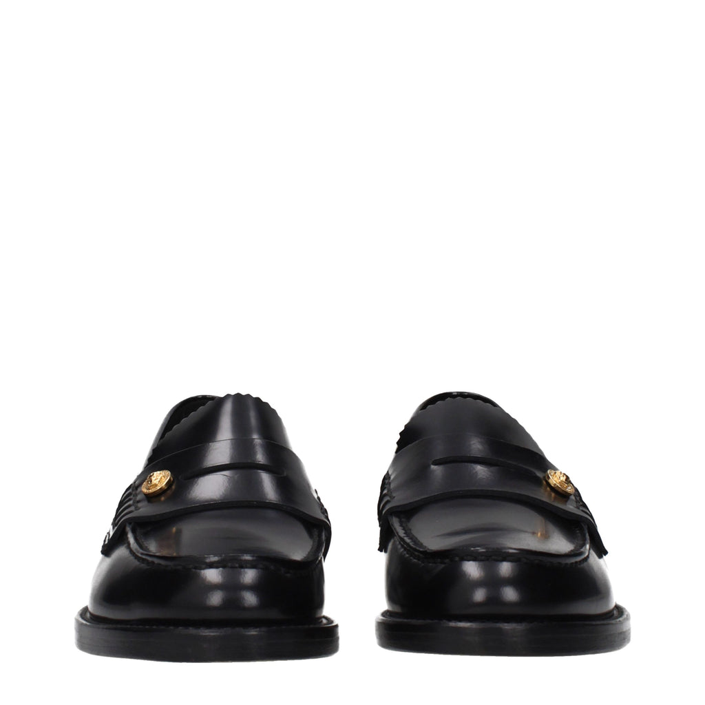 Versace Schwarze Loafer aus Leder zum Hineinschlüpfen