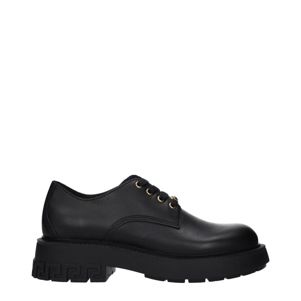 Versace Schwarze Oxford- und Derby-Schuhe aus Leder