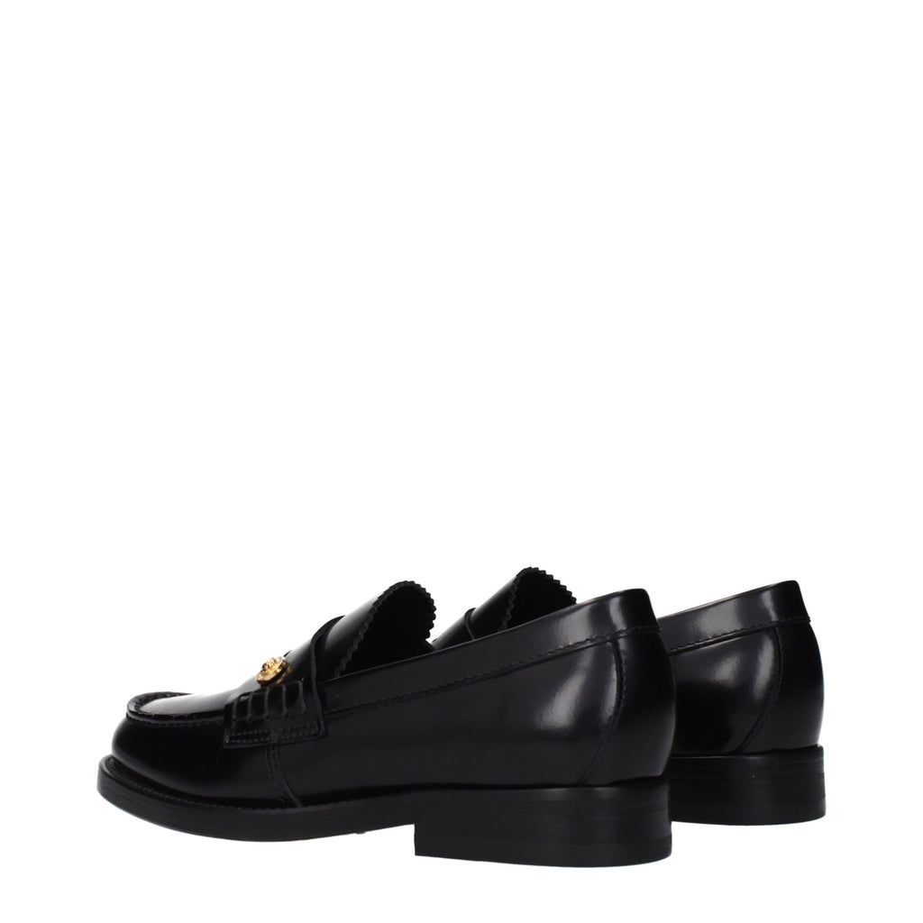 Versace Schwarze Loafer aus Leder zum Hineinschlüpfen