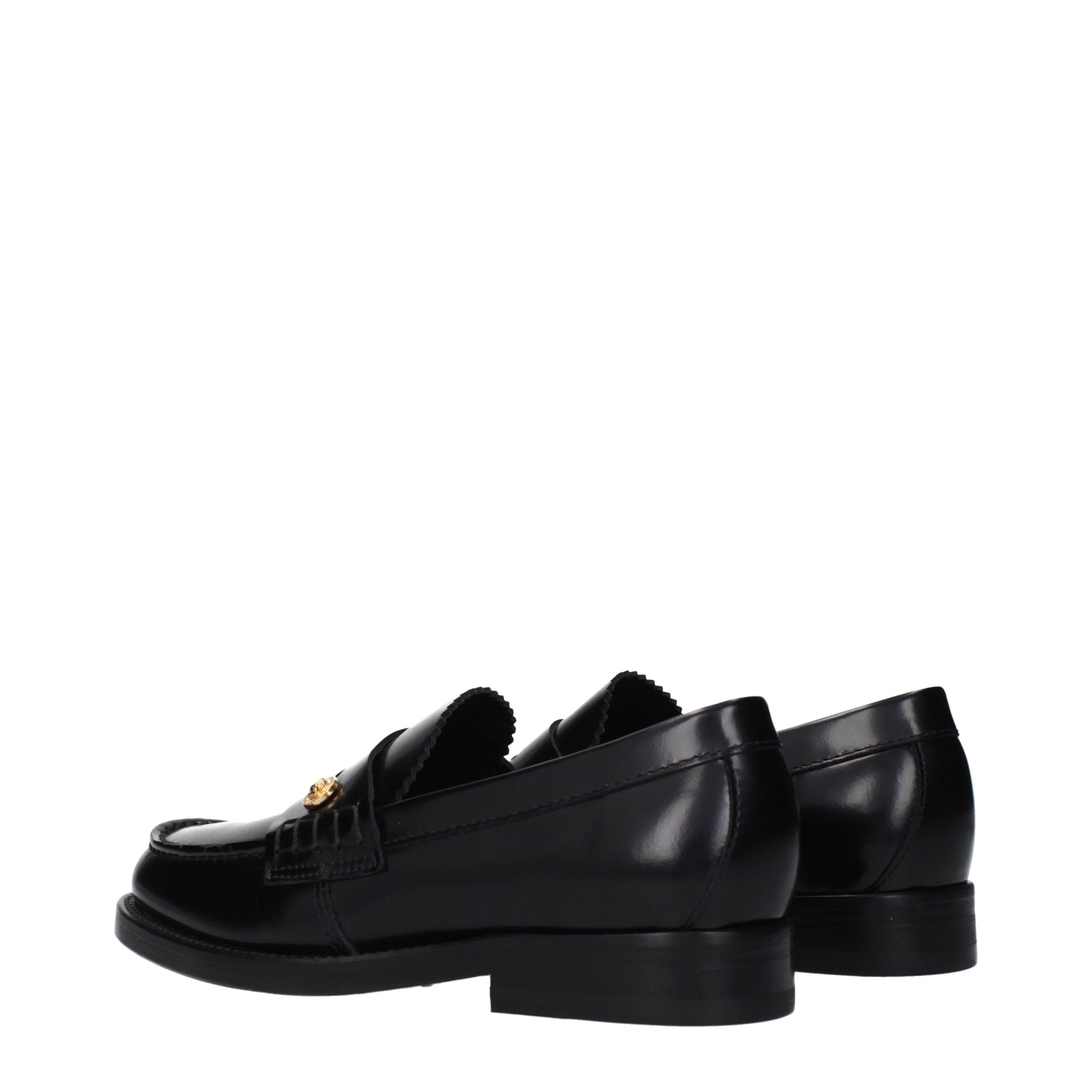 Versace Schwarze Loafer aus Leder zum Hineinschlüpfen