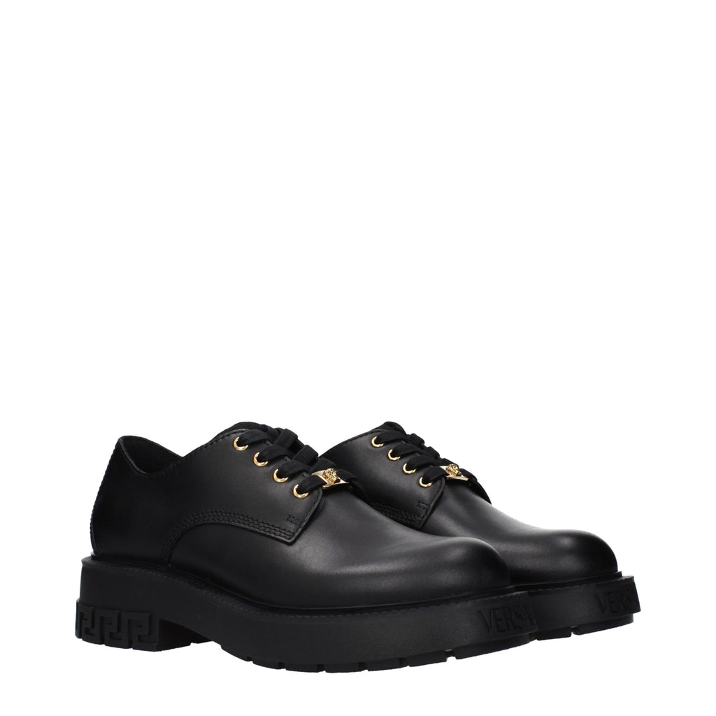 Versace Schwarze Oxford- und Derby-Schuhe aus Leder