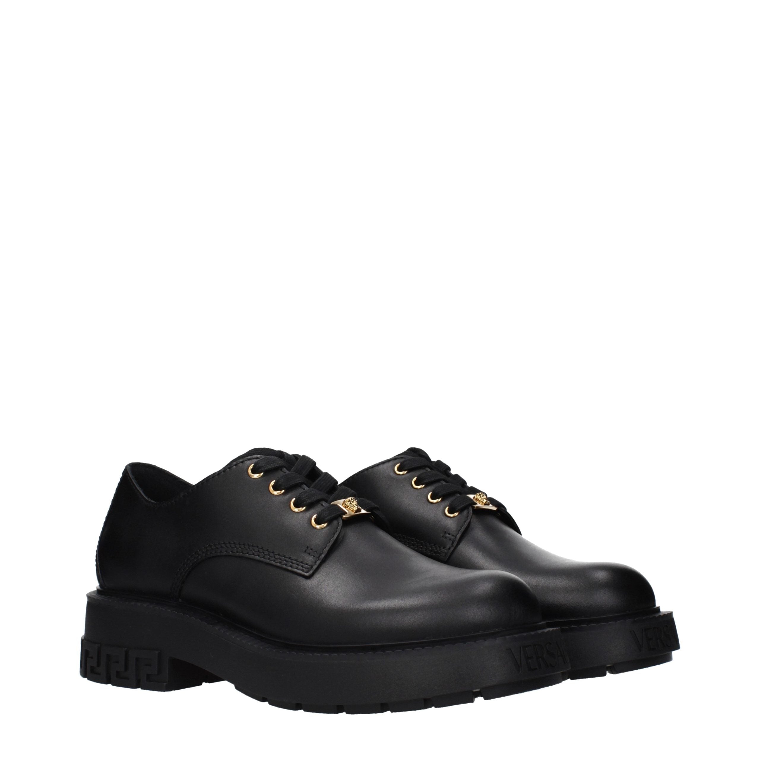 Versace Schwarze Oxford- und Derby-Schuhe aus Leder