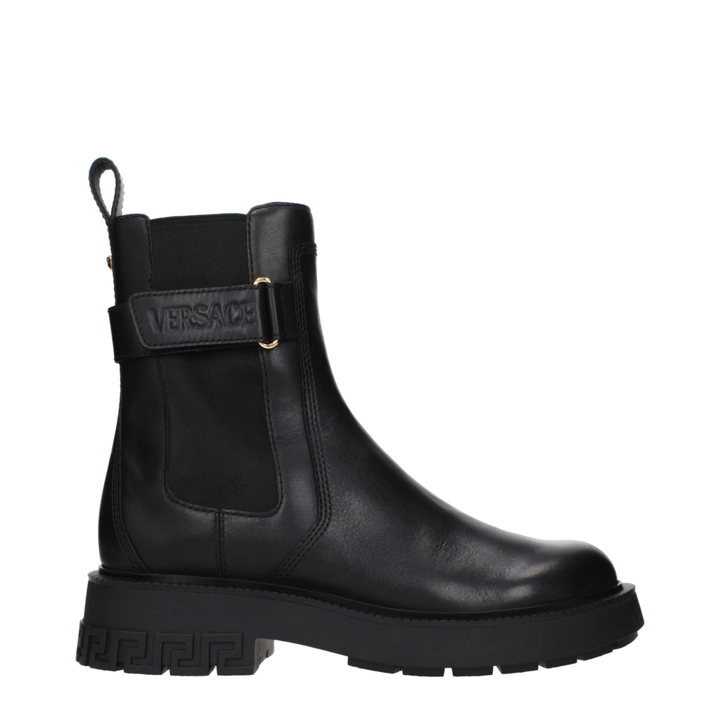 Versace Schwarze Leder-Ankle Boots