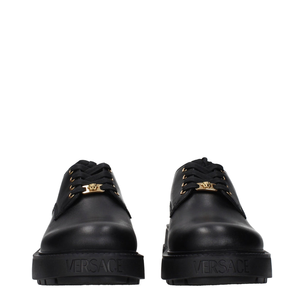 Versace Schwarze Oxford- und Derby-Schuhe aus Leder