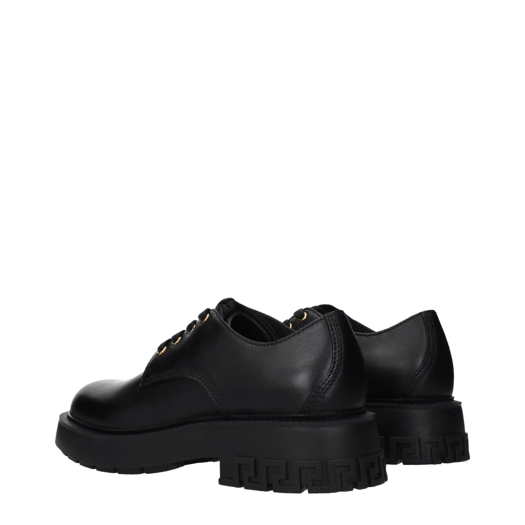 Versace Schwarze Oxford- und Derby-Schuhe aus Leder