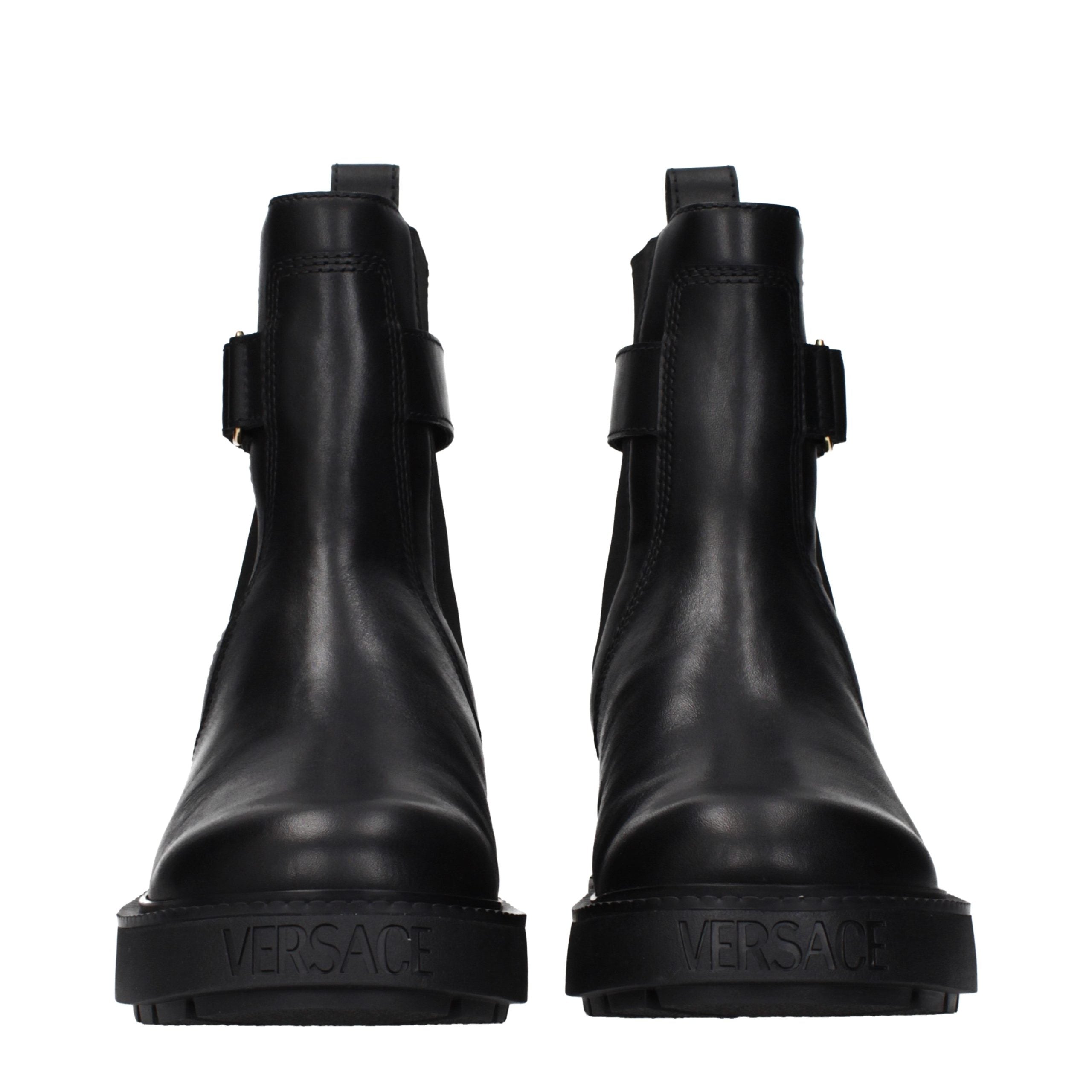 Versace Schwarze Leder-Ankle Boots