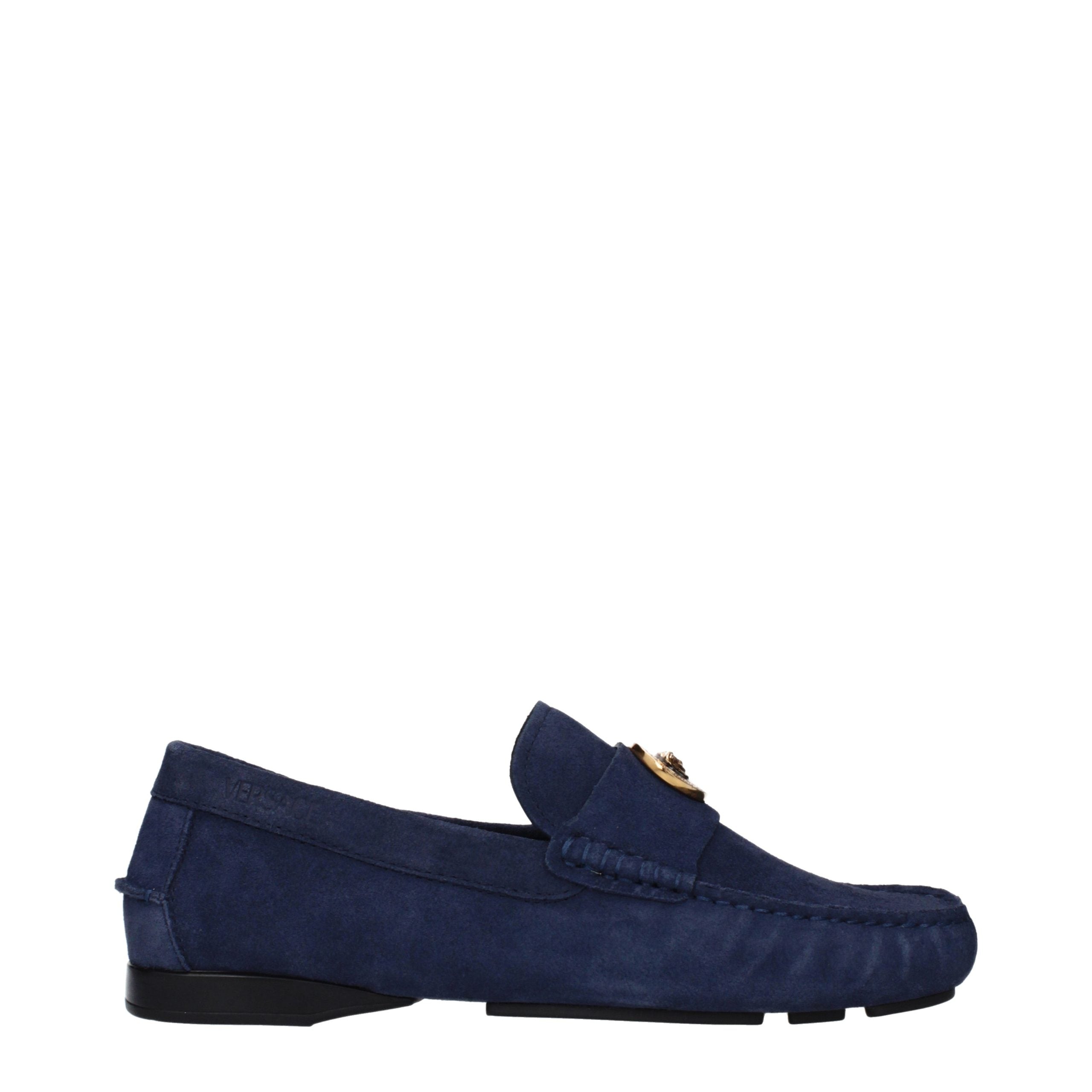 Versace Blaue Loafer aus Leder zum Hineinschlüpfen