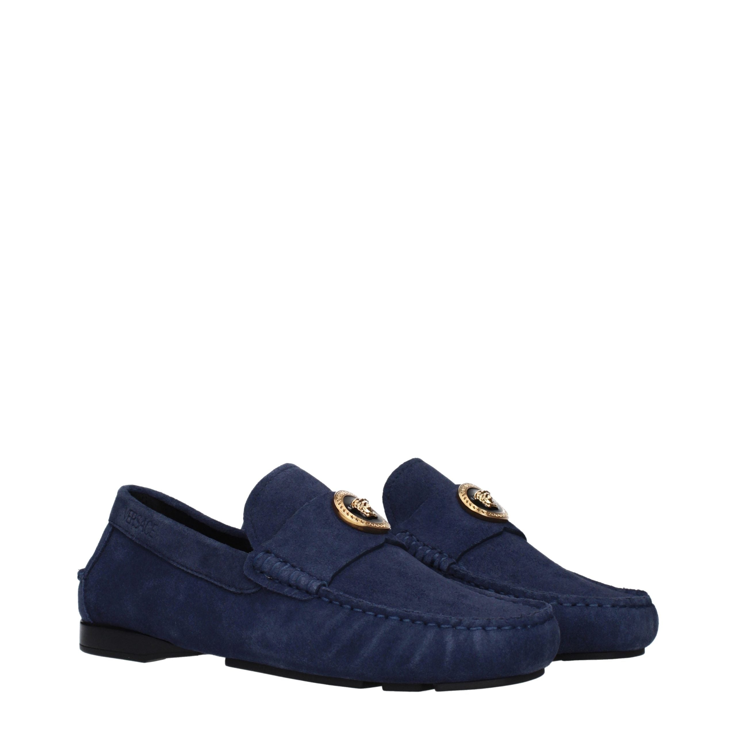 Versace Blaue Loafer aus Leder zum Hineinschlüpfen