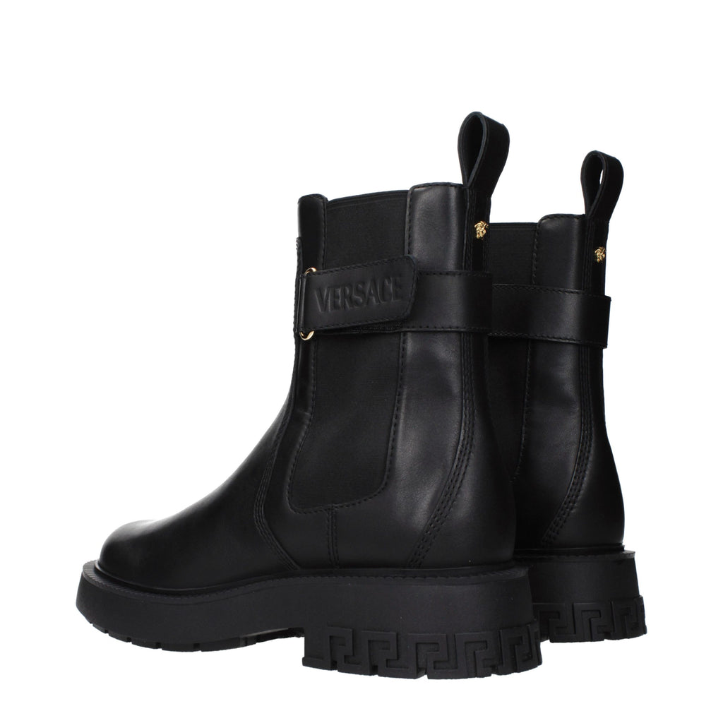 Versace Schwarze Leder-Ankle Boots