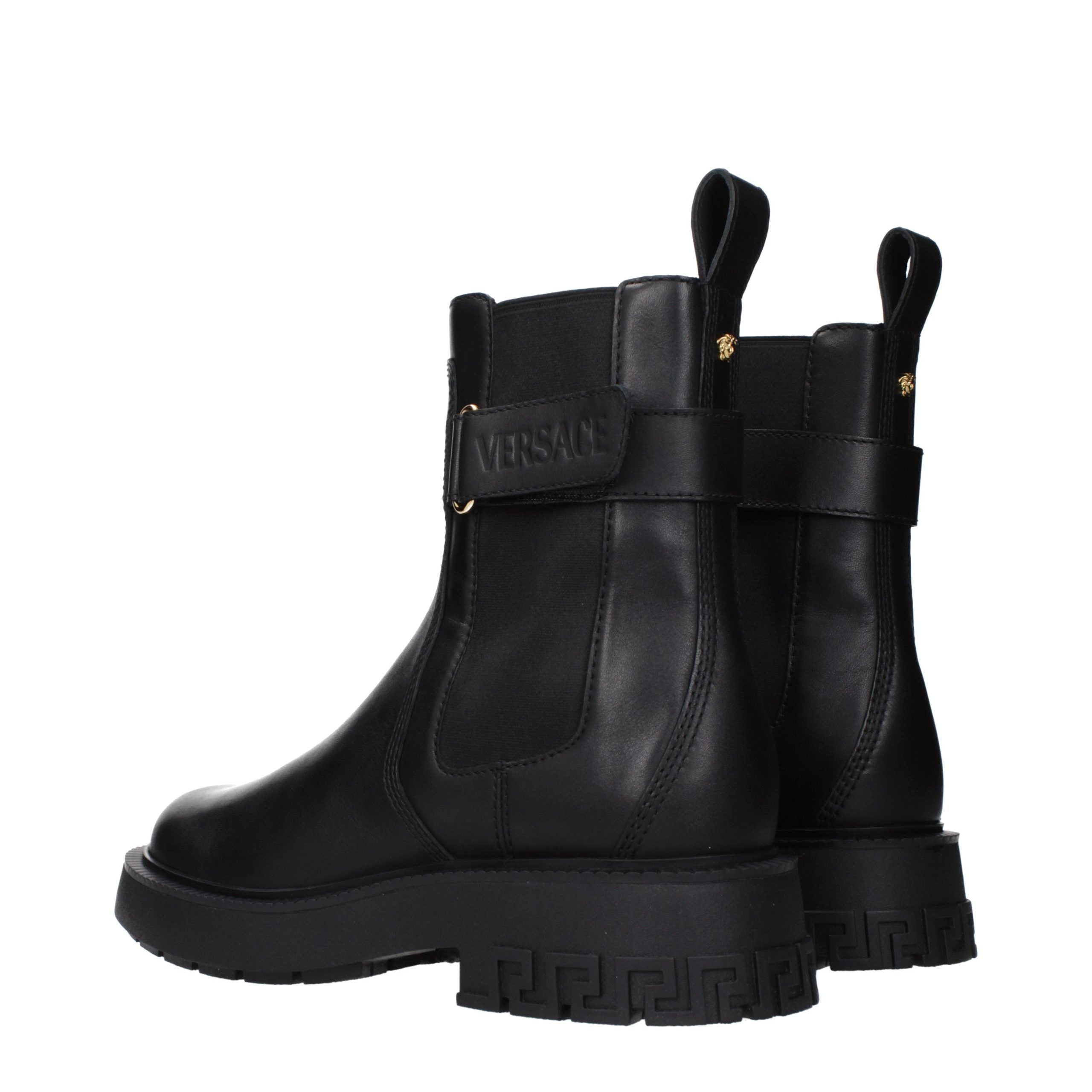 Versace Schwarze Leder-Ankle Boots