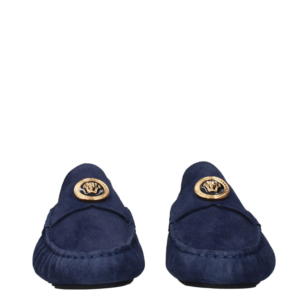 Versace Blaue Loafer aus Leder zum Hineinschlüpfen