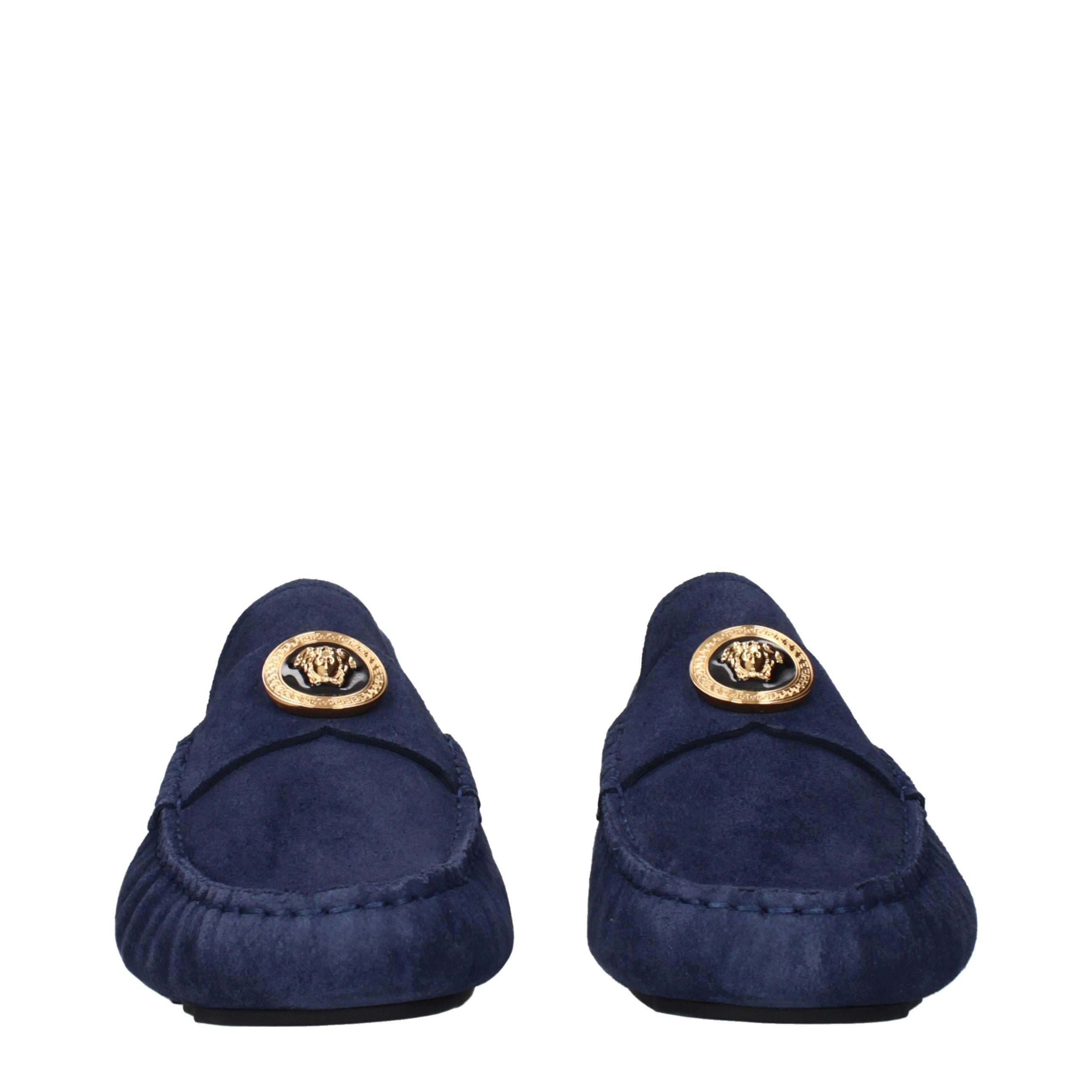Versace Blaue Loafer aus Leder zum Hineinschlüpfen