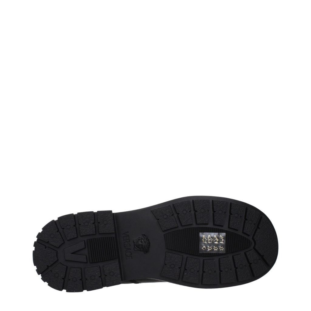 Versace Schwarze Leder-Ankle Boots