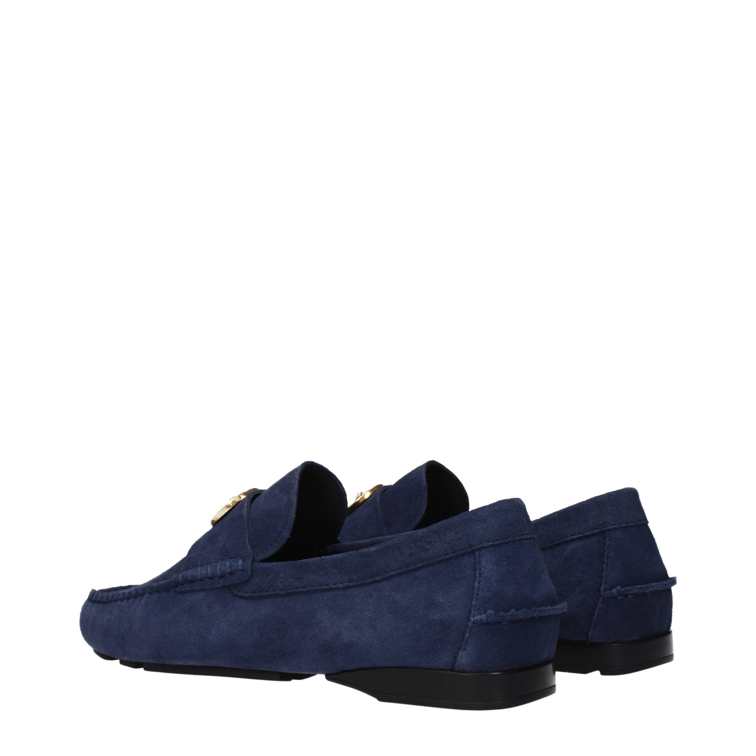 Versace Blaue Loafer aus Leder zum Hineinschlüpfen