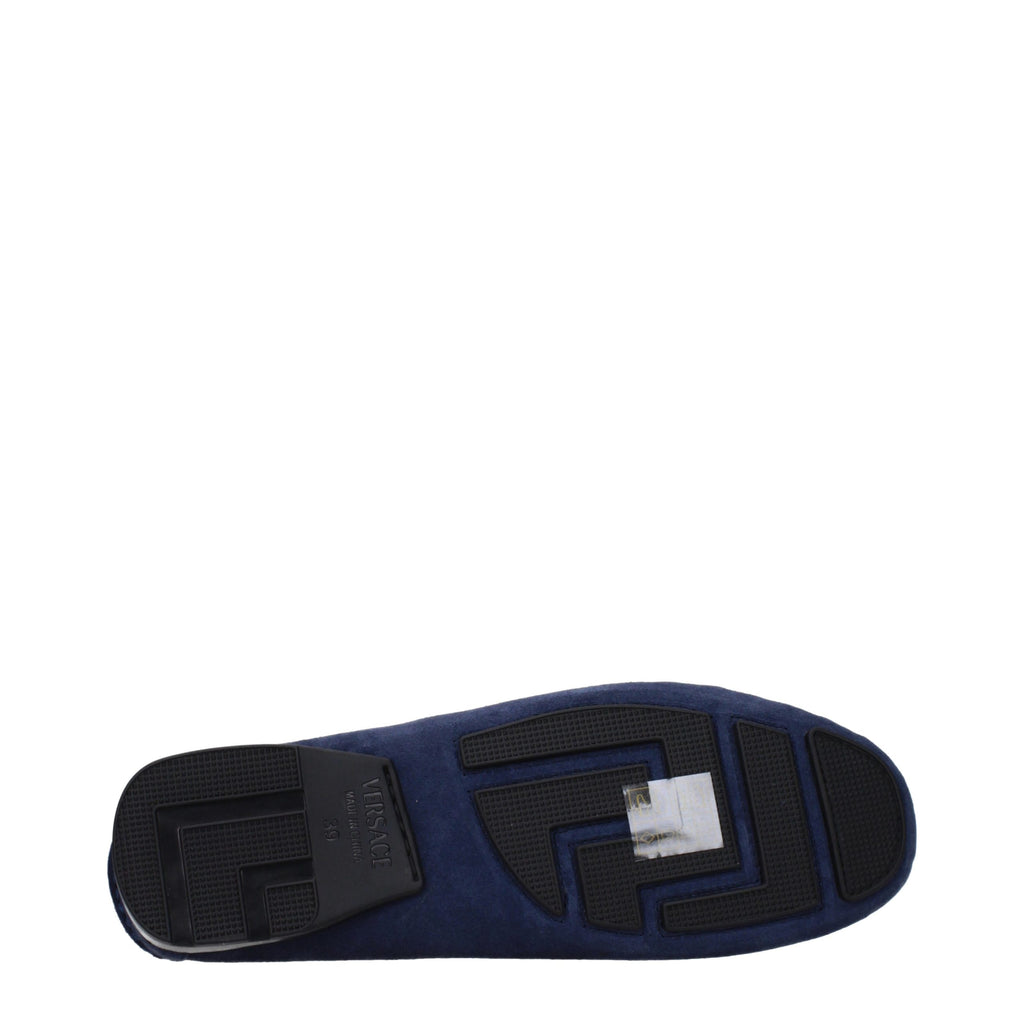 Versace Blaue Loafer aus Leder zum Hineinschlüpfen