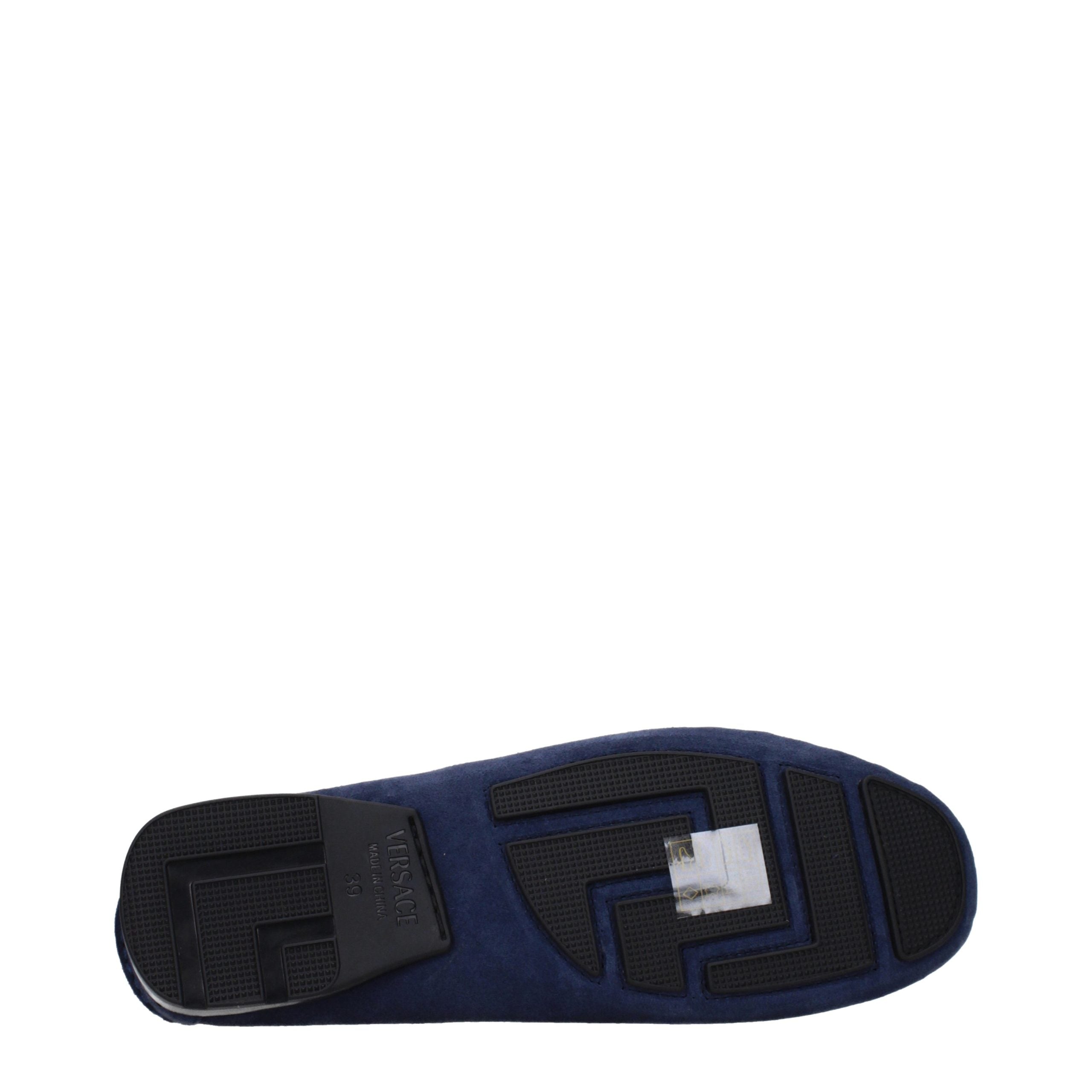 Versace Blaue Loafer aus Leder zum Hineinschlüpfen