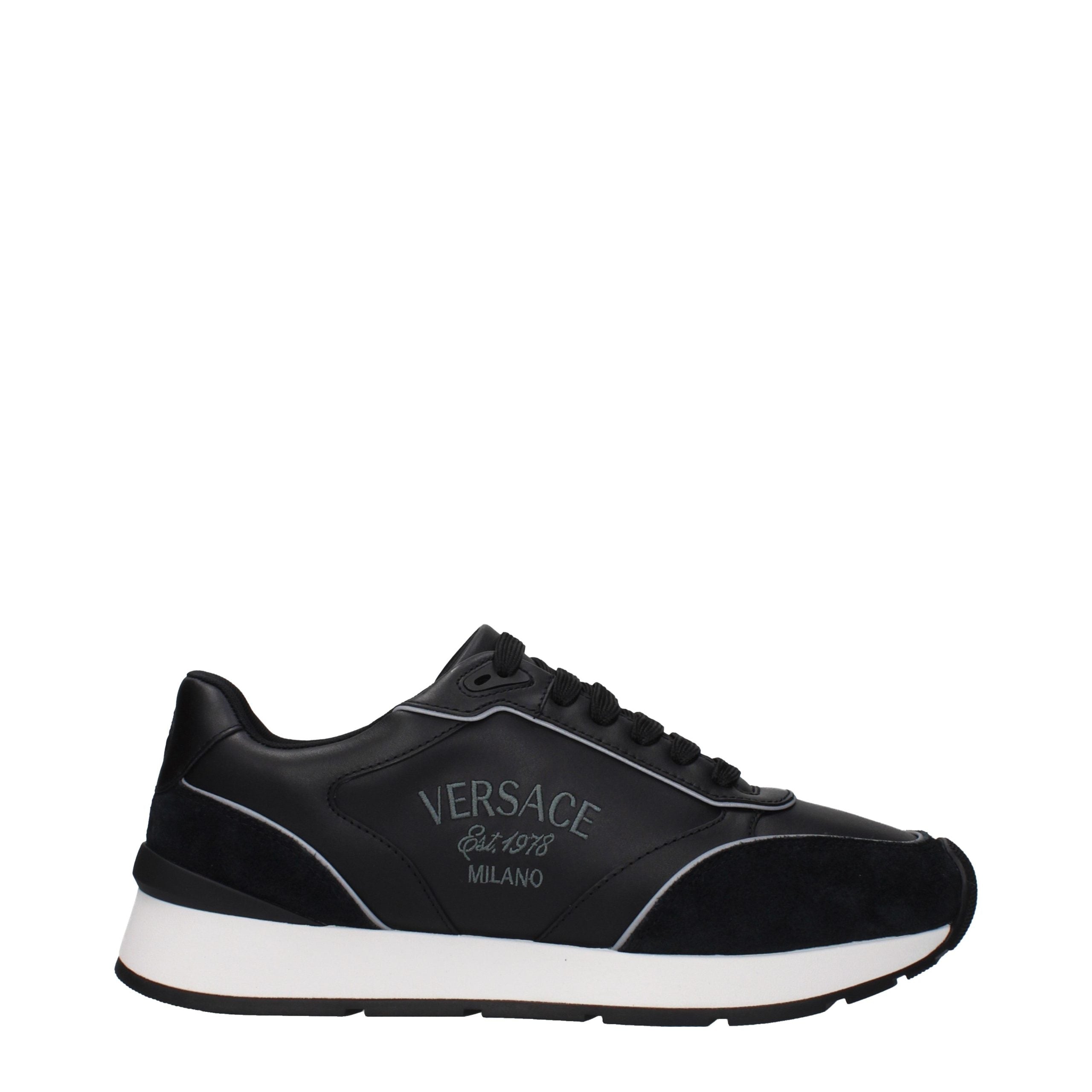 Versace Schwarze Leder Low-Top-Sneaker