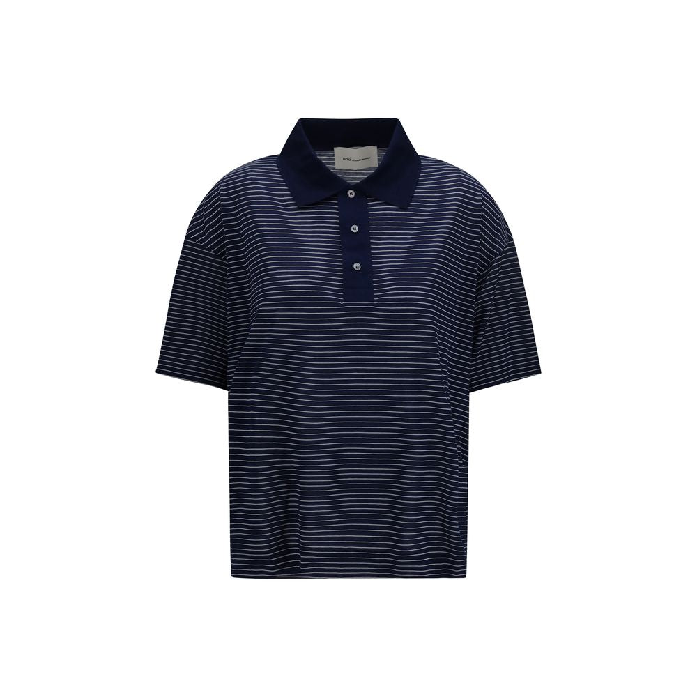 Ami Paris Blaues Baumwoll-Poloshirt