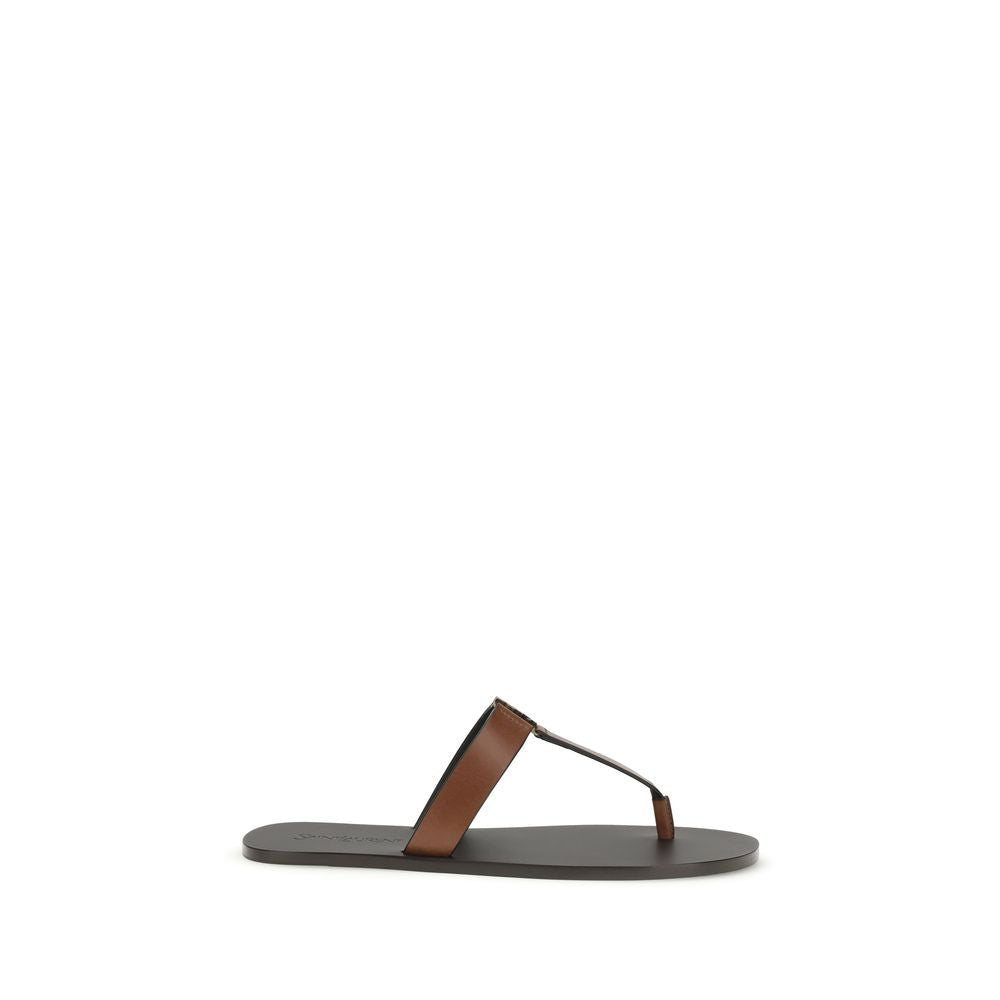 Saint Laurent Braune Kalbsleder-Sandalen Bos Taurus