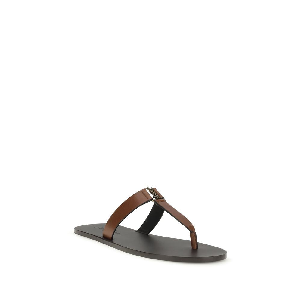 Saint Laurent Braune Kalbsleder-Sandalen Bos Taurus