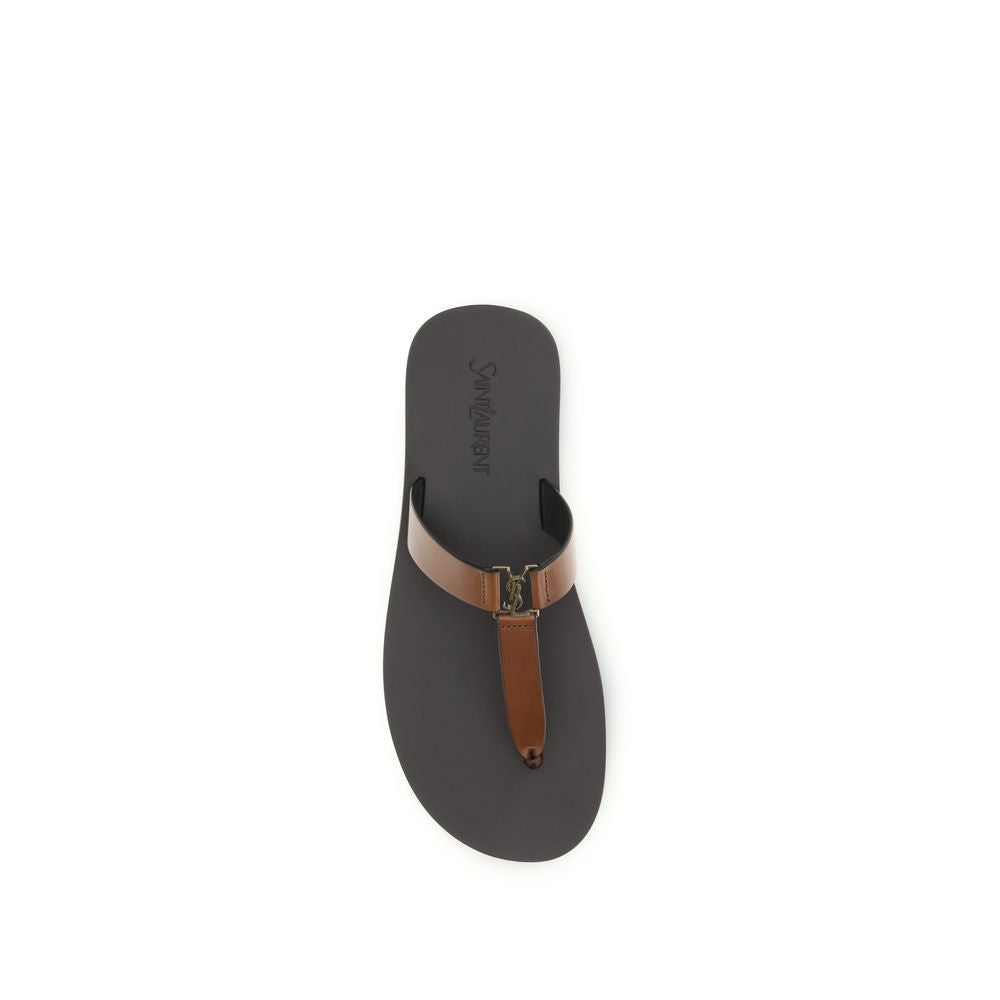 Saint Laurent Braune Kalbsleder-Sandalen Bos Taurus