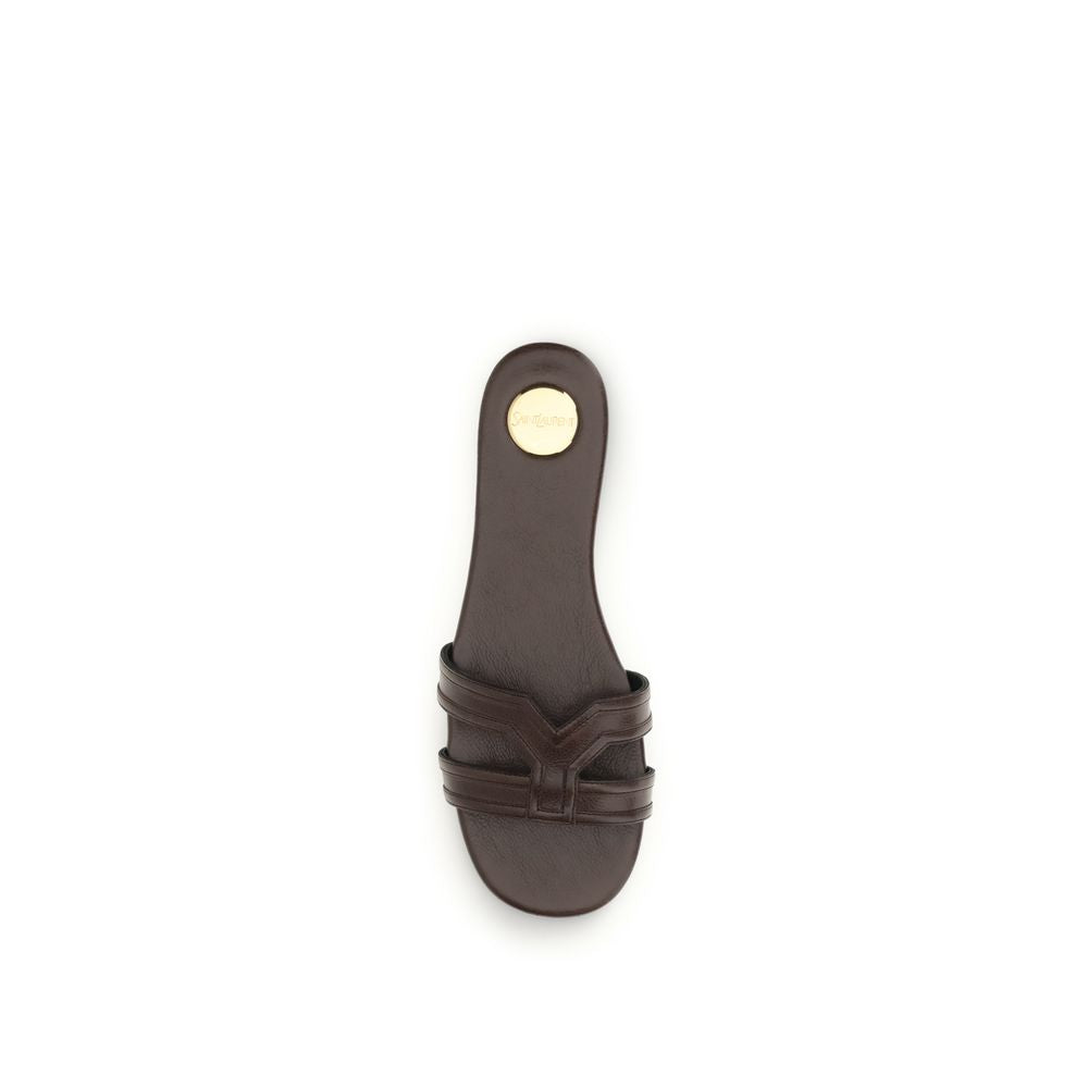 Saint Laurent Braune Bos Taurus Kalbsleder-Sandalen