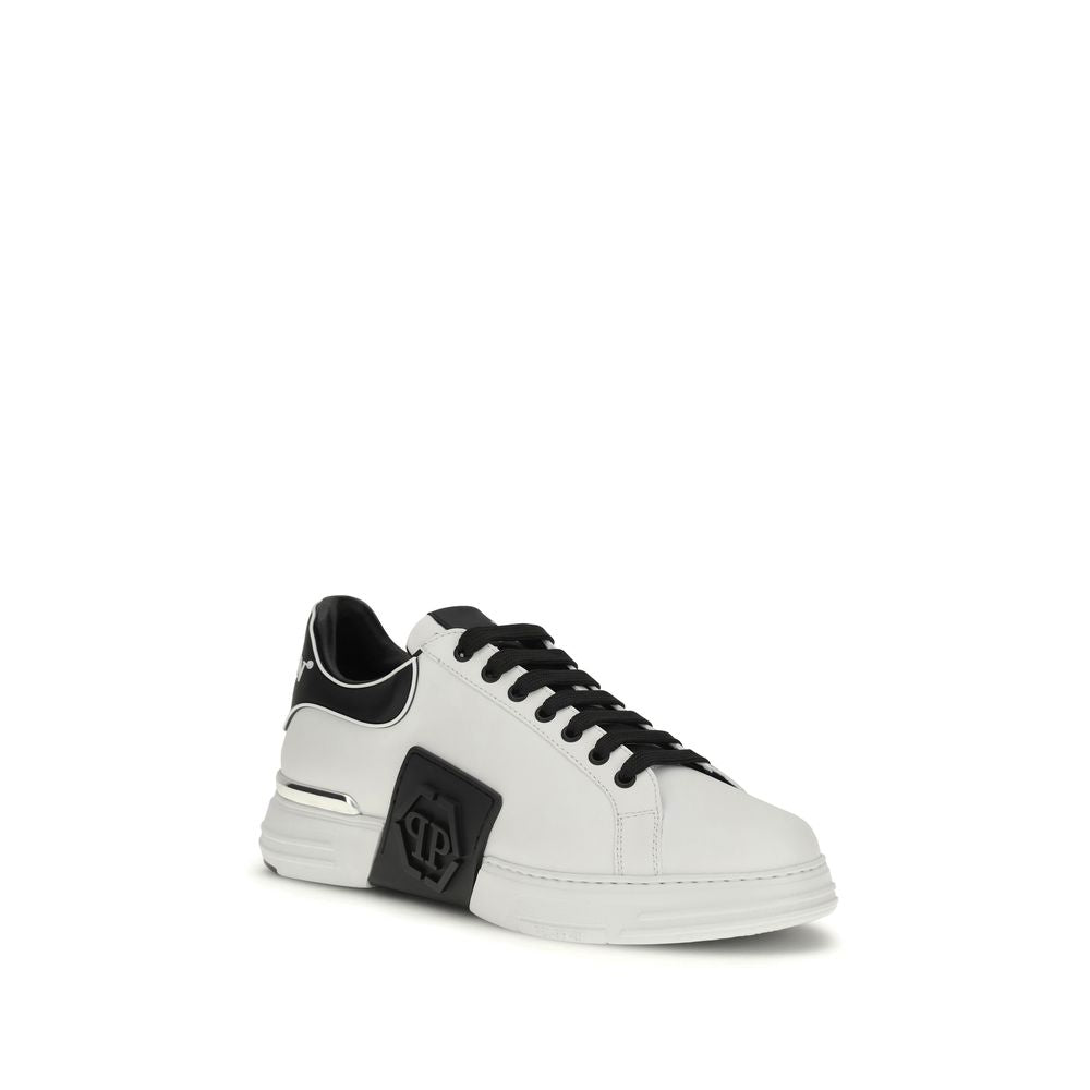 Philipp Plein Weiße Bos Taurus Kalbsleder Low-Top-Sneaker