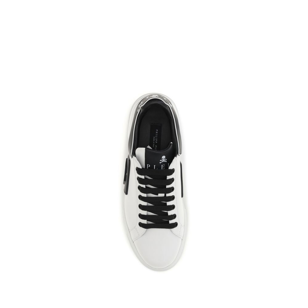 Philipp Plein Weiße Bos Taurus Kalbsleder Low-Top-Sneaker