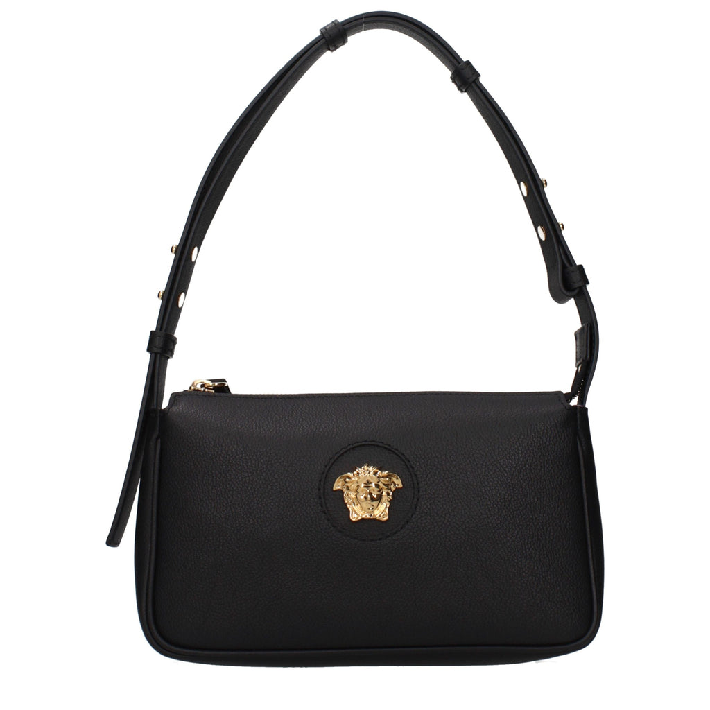 Versace Schwarze Leder Schultertasche