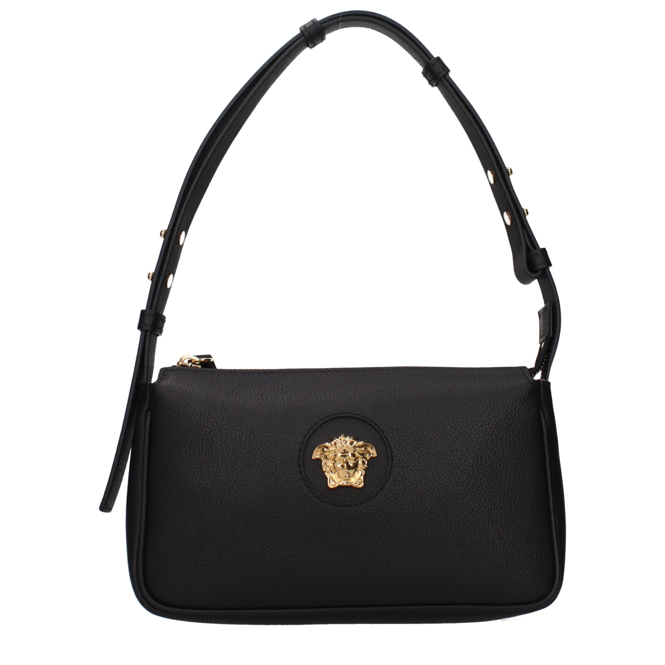 Versace Schwarze Leder Schultertasche