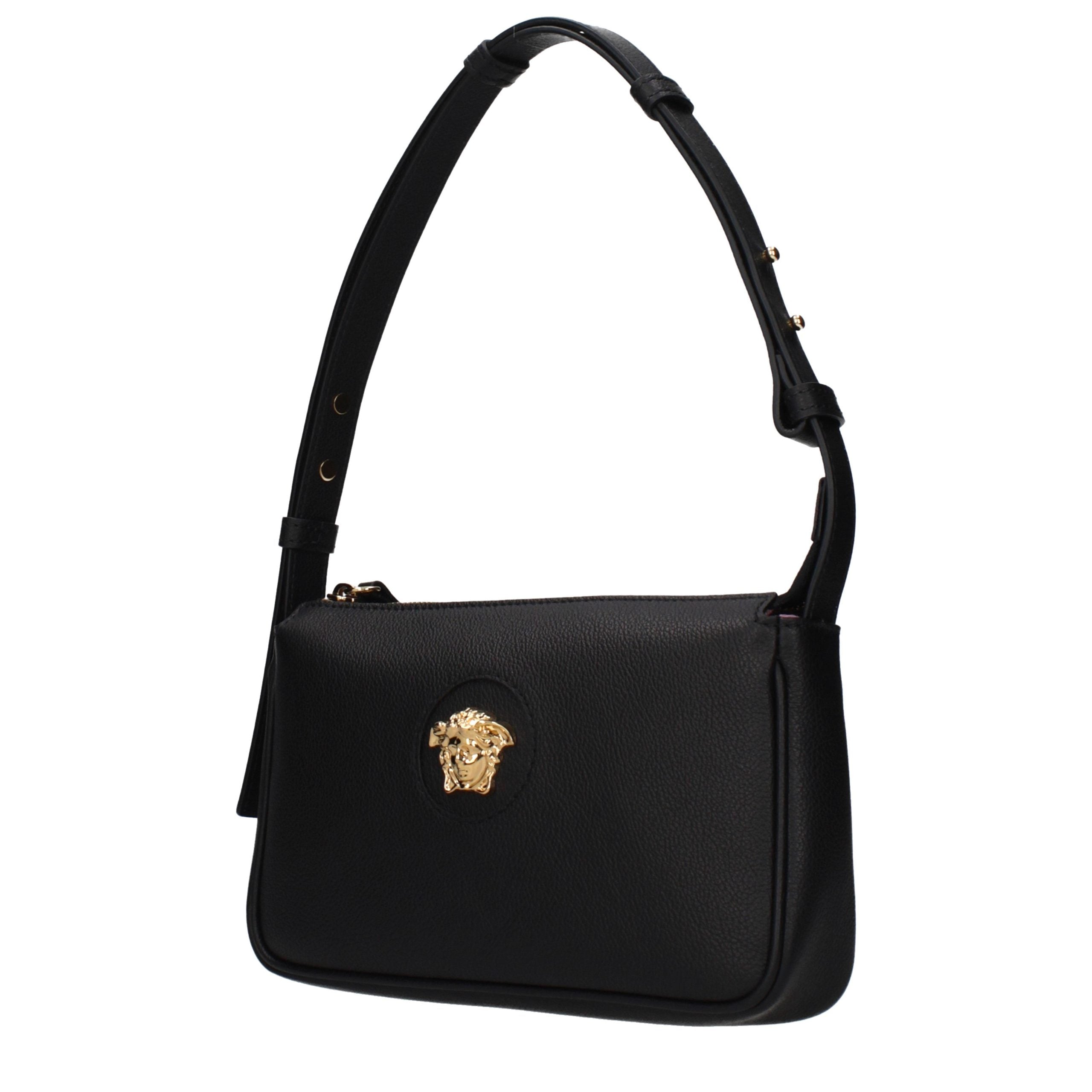Versace Schwarze Leder Schultertasche