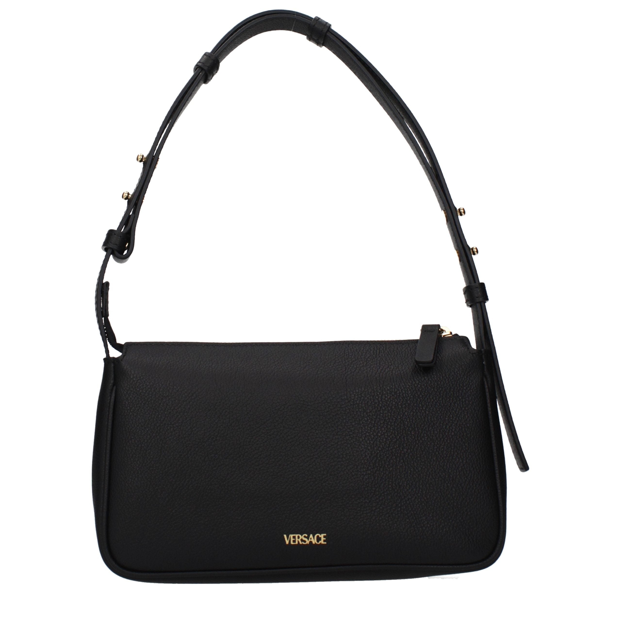 Versace Schwarze Leder Schultertasche