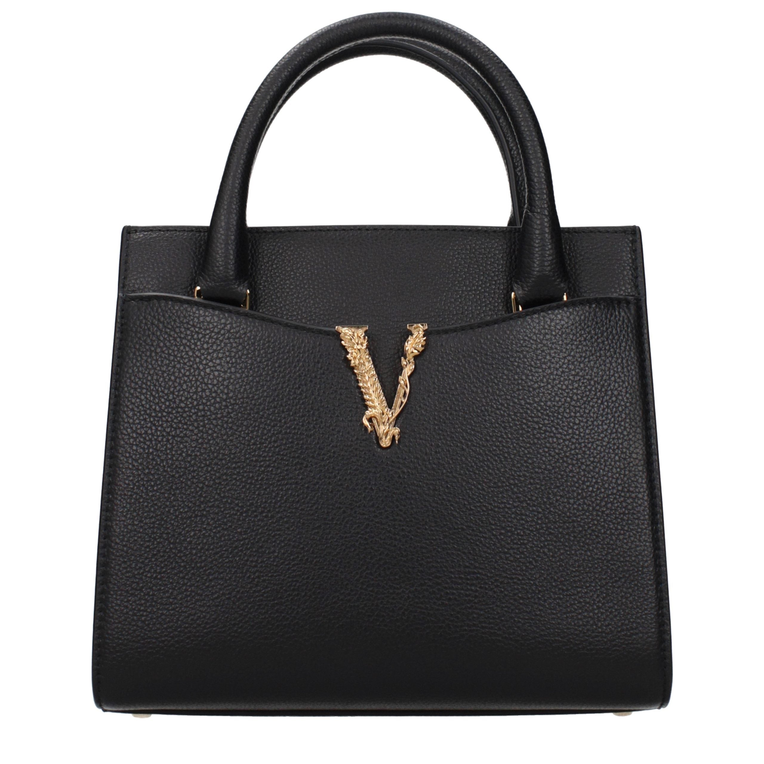 Versace Schwarze Lederhandtasche